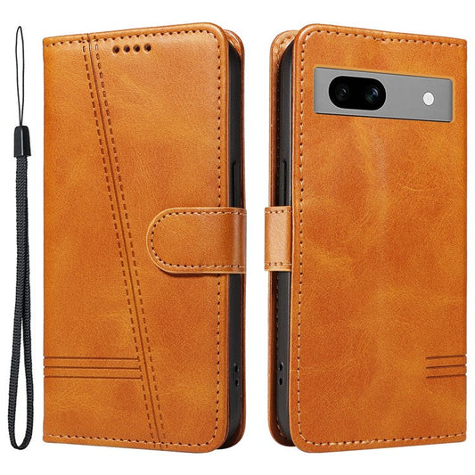 For Google Pixel 7a Case Wallet PU Leather Phone Cover with Stand View - Yellow