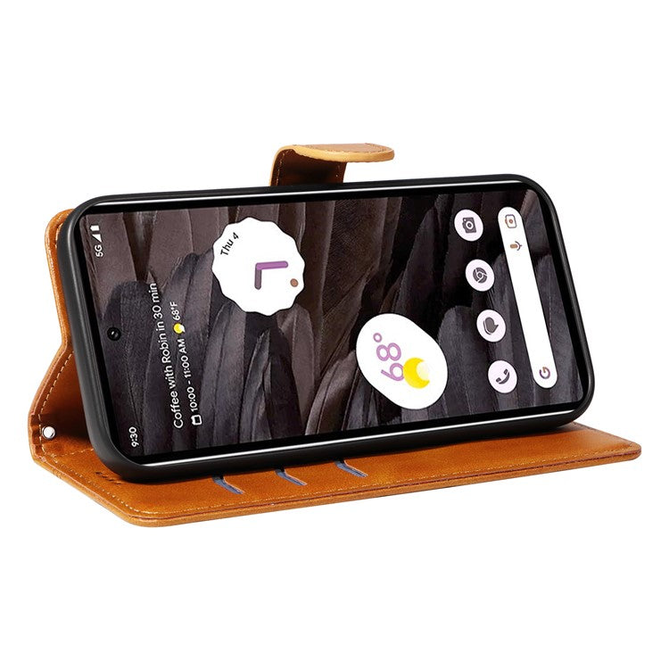 For Google Pixel 7a Case Wallet PU Leather Phone Cover with Stand View - Yellow