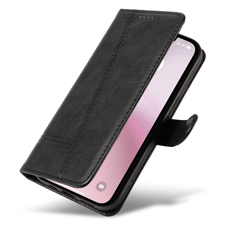 For iPhone 16e Case Wallet Leather Flip Phone Cover with Hand Strap - Black