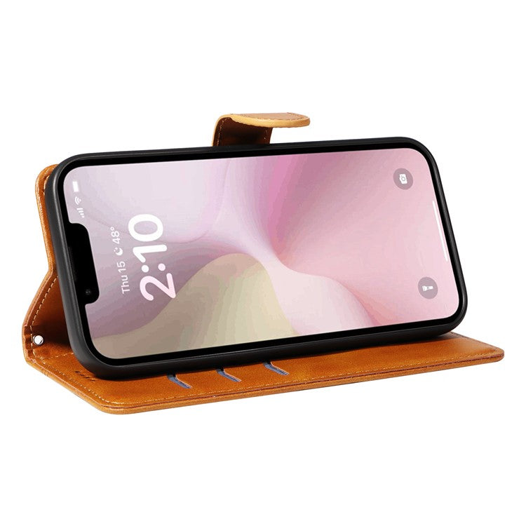 For iPhone 16e Case Wallet Leather Flip Phone Cover with Hand Strap - Yellow