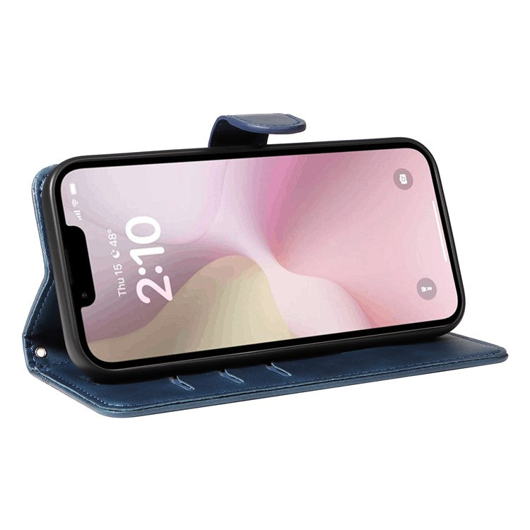 For iPhone 16e Case Wallet Leather Flip Phone Cover with Hand Strap - Blue