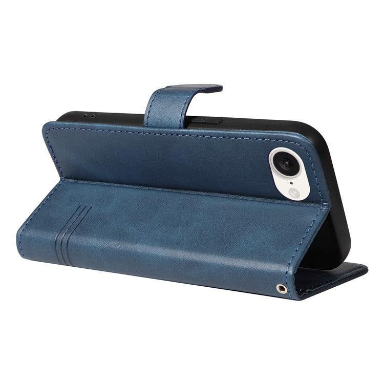 For iPhone 16e Case Wallet Leather Flip Phone Cover with Hand Strap - Blue