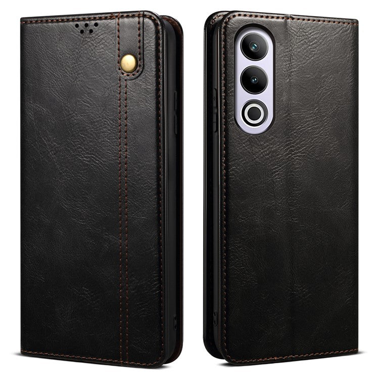 For OnePlus Ace 3V 5G Case Wallet Leather Phone Cover Stand Hidden Magnetic Adsorption - Black