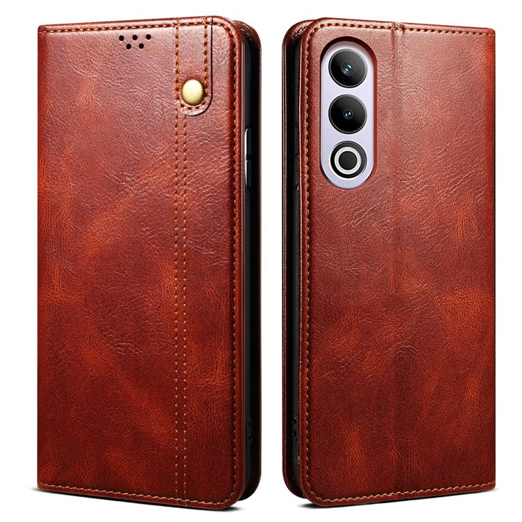 For OnePlus Ace 3V 5G Case Wallet Leather Phone Cover Stand Hidden Magnetic Adsorption - Brown