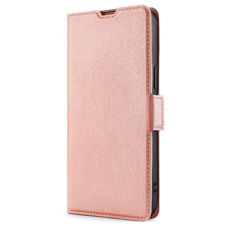 For Asus Zenfone 9 5G PU Leather Stand Case Dual Magnetic Clasp Shockproof Inner TPU Phone Cover with Card Slot - Rose Gold