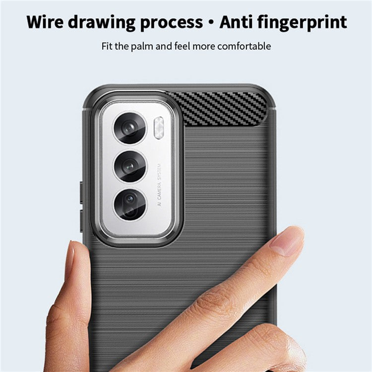 MOFI JK TPU Series-1 For Oppo Reno12 5G (Global) Case Carbon Fiber Texture TPU Soft Phone Cover - Black