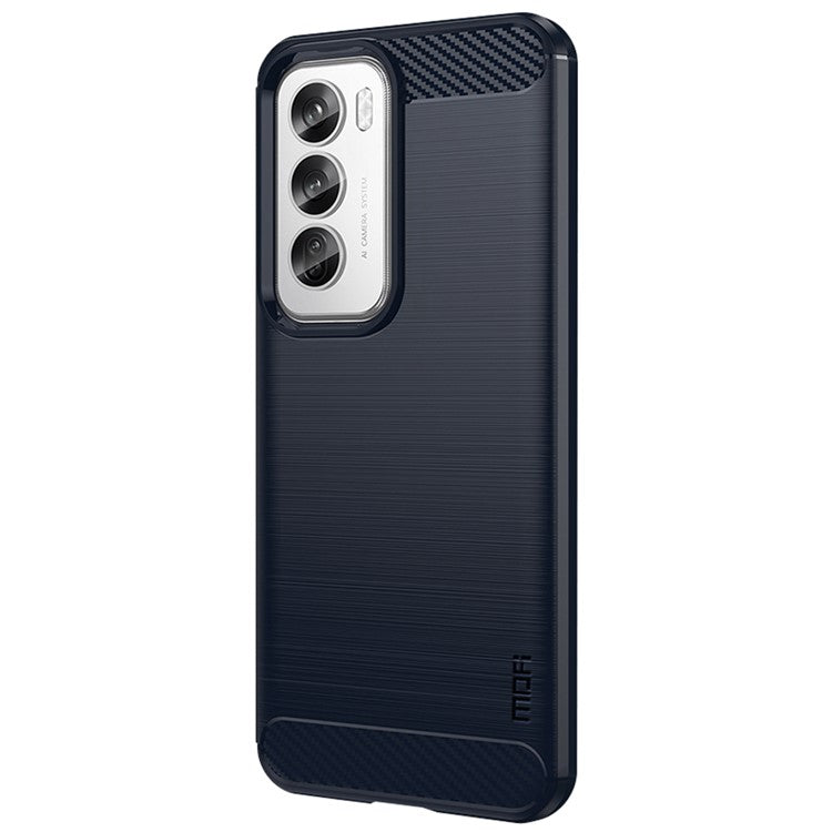 MOFI JK TPU Series-1 For Oppo Reno12 5G (Global) Case Carbon Fiber Texture TPU Soft Phone Cover - Blue