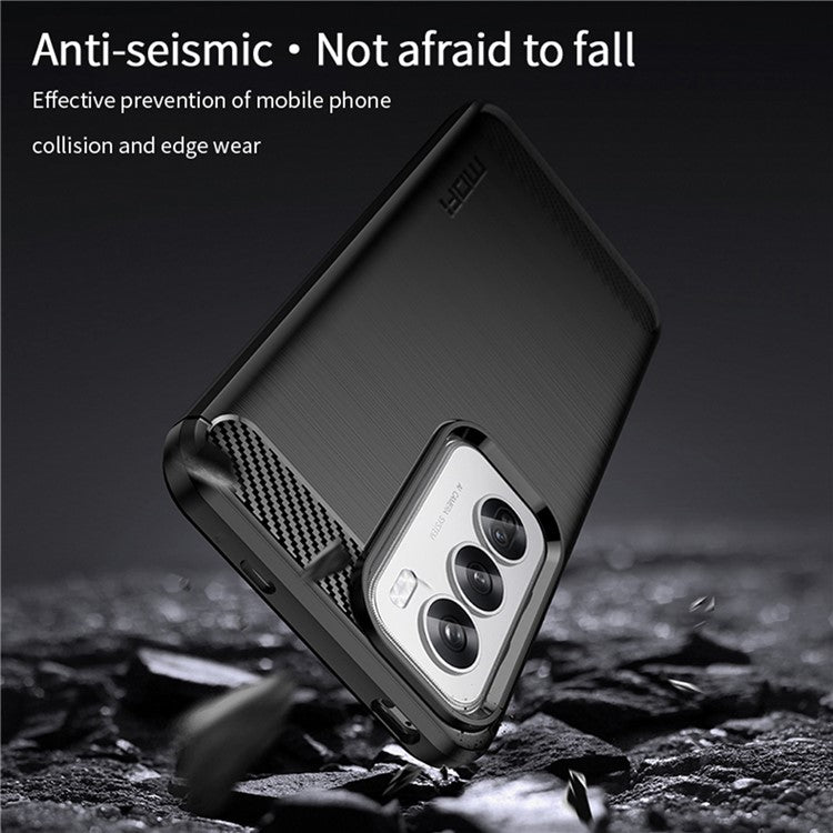 MOFI JK TPU Series-1 For Oppo Reno12 5G (Global) Case Carbon Fiber Texture TPU Soft Phone Cover - Blue