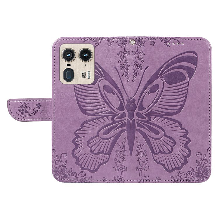 For Motorola Moto X50 Ultra 5G / Edge 50 Ultra 5G Case Butterfly PU Leather Phone Cover Folio Wallet - Light Purple