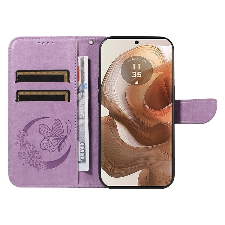 For Motorola Moto X50 Ultra 5G / Edge 50 Ultra 5G Case Butterfly PU Leather Phone Cover Folio Wallet - Light Purple