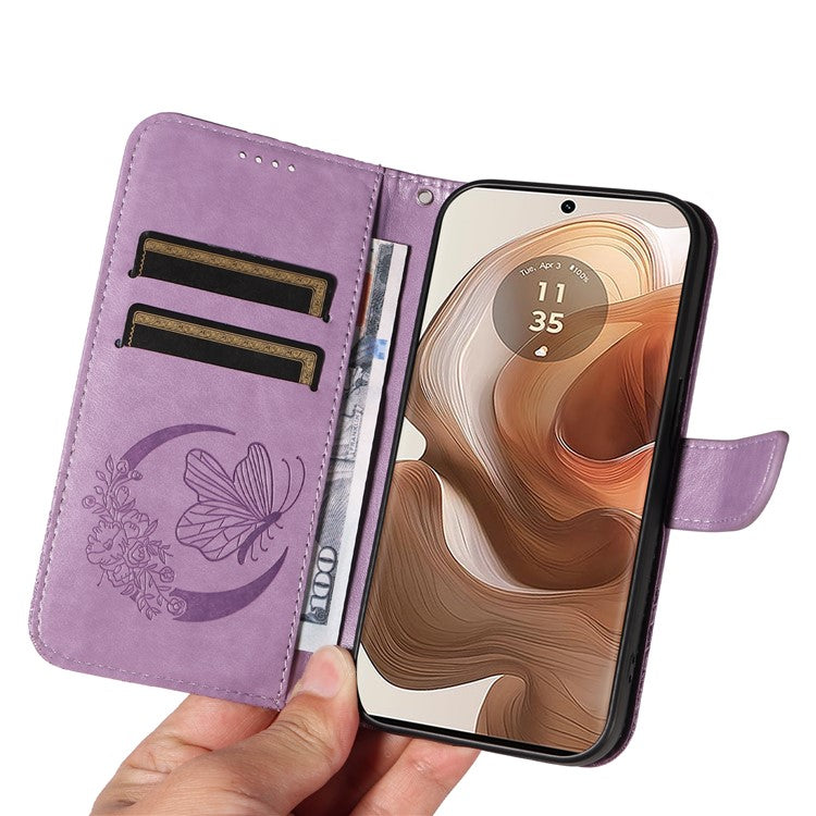 For Motorola Moto X50 Ultra 5G / Edge 50 Ultra 5G Case Butterfly PU Leather Phone Cover Folio Wallet - Light Purple