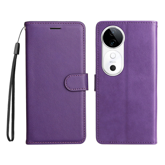 KT Leather Series-2 for vivo S19 5G / V40 5G Case Solid Color Wallet Phone Cover - Purple