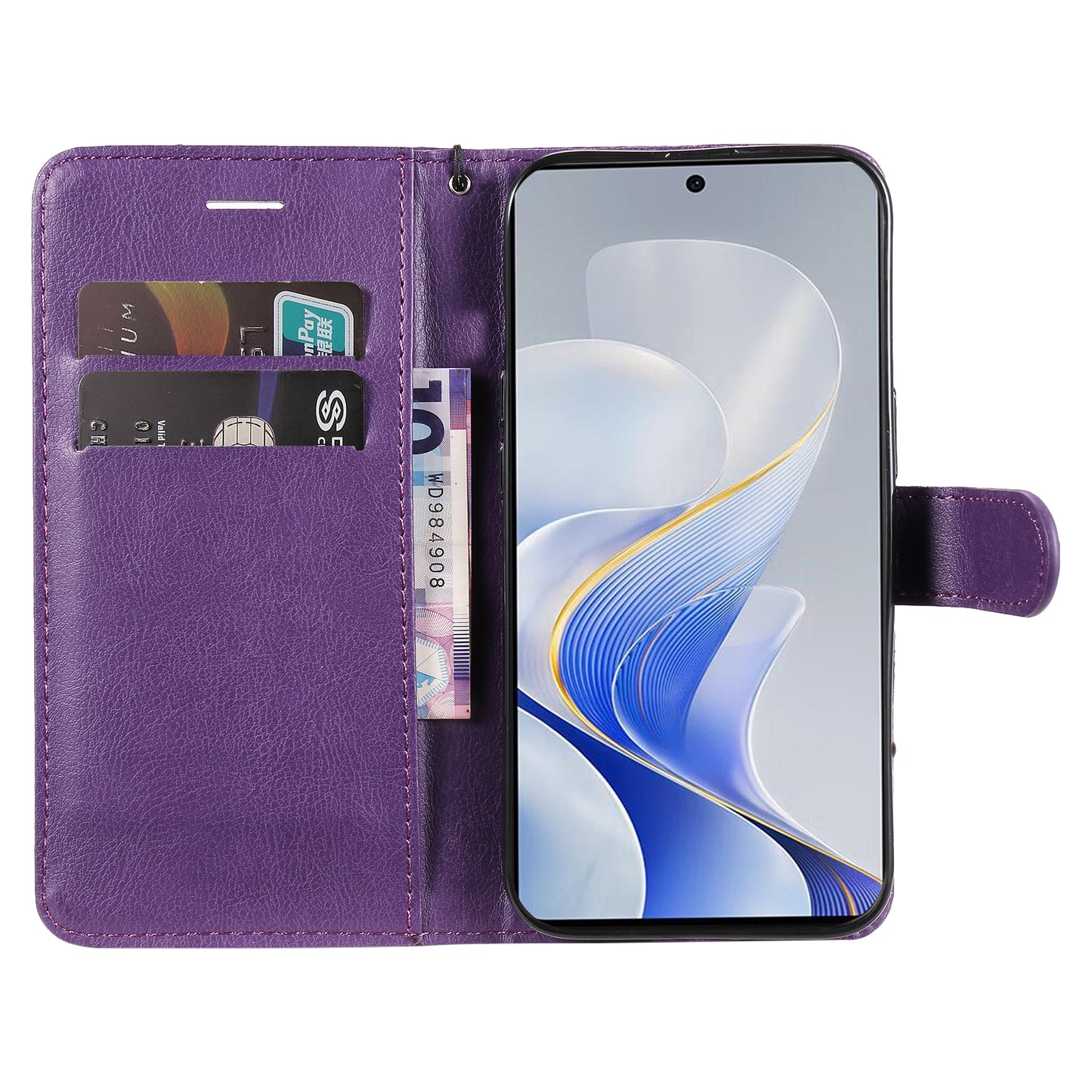 KT Leather Series-2 for vivo S19 5G / V40 5G Case Solid Color Wallet Phone Cover - Purple