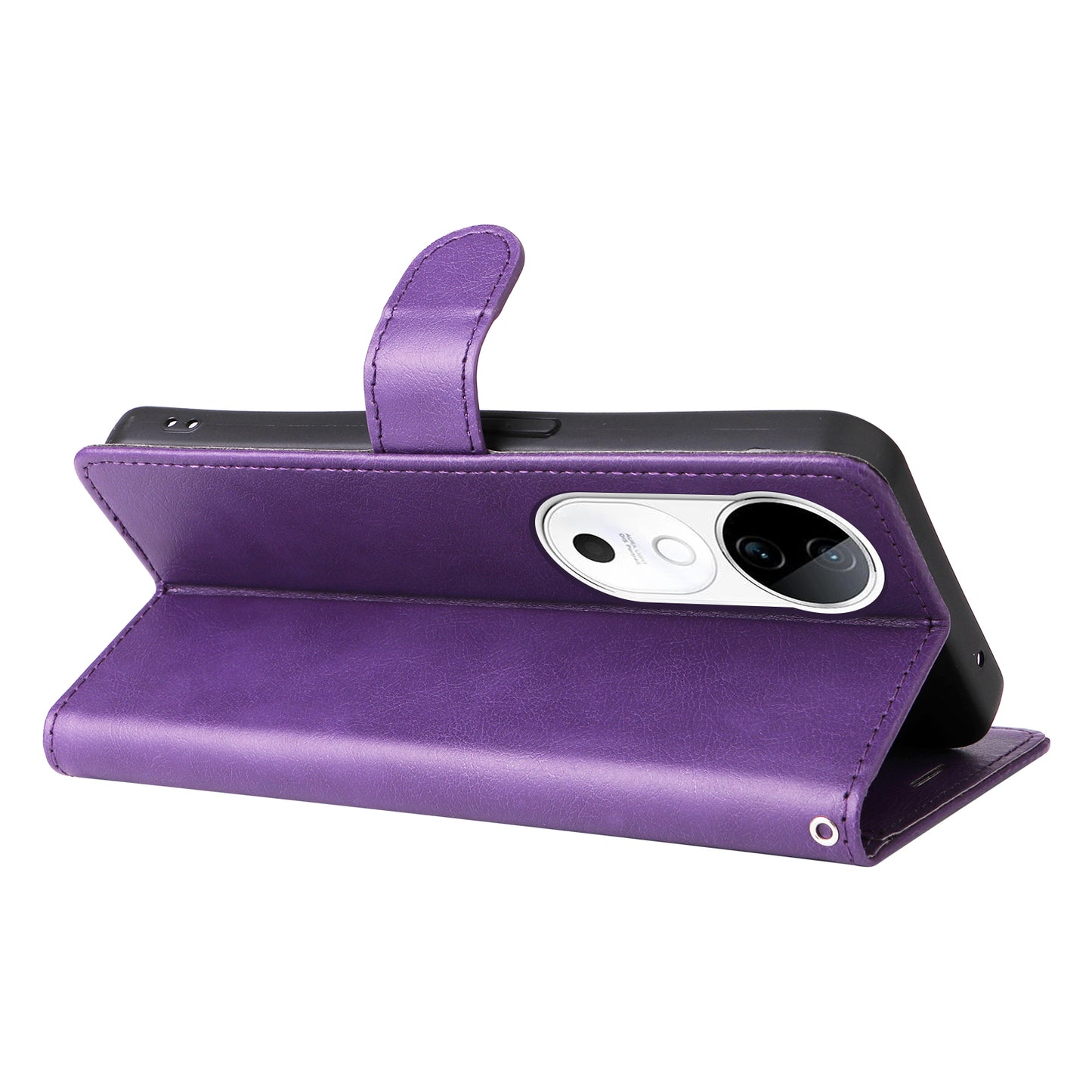 KT Leather Series-2 for vivo S19 5G / V40 5G Case Solid Color Wallet Phone Cover - Purple