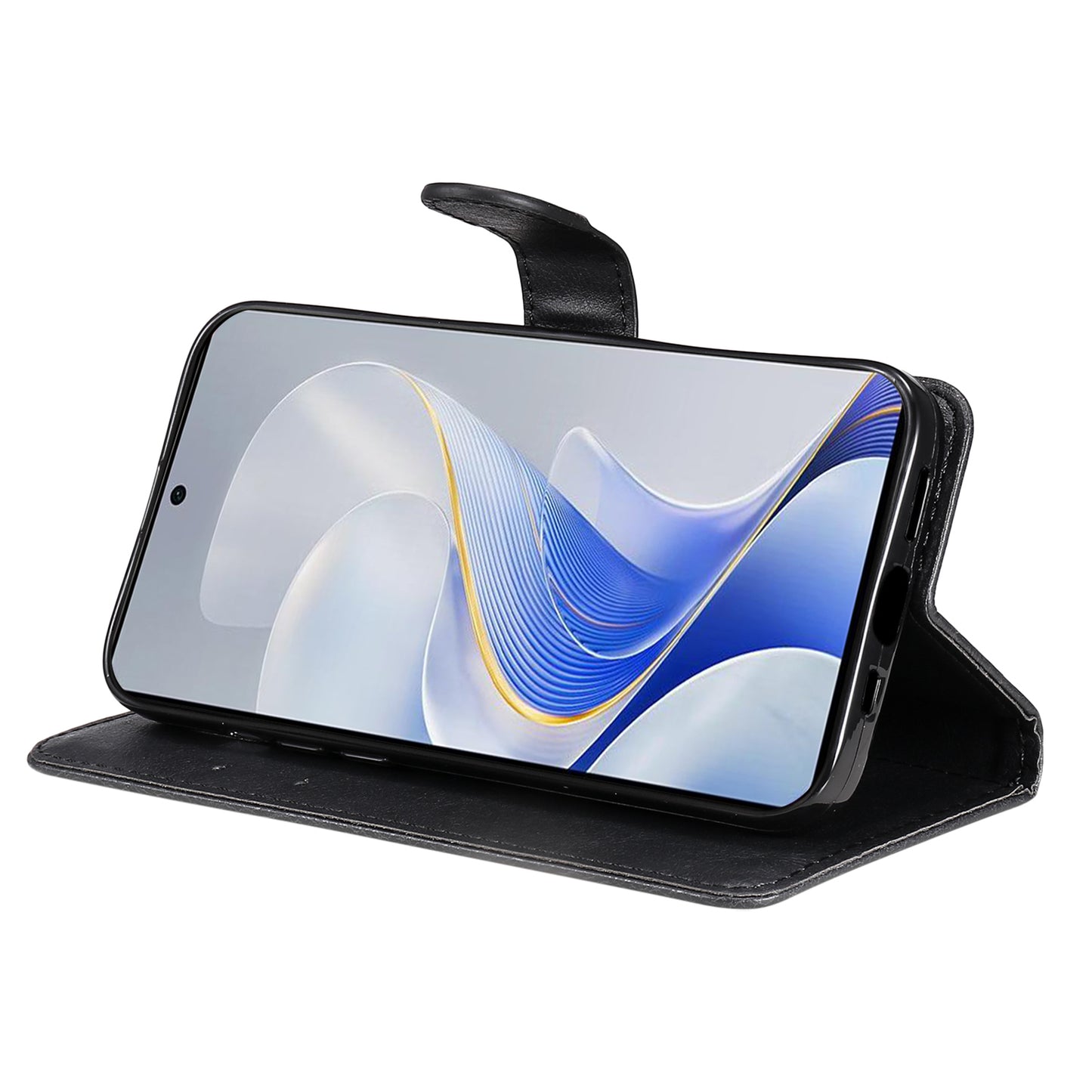 KT Leather Series-2 for vivo S19 5G / V40 5G Case Solid Color Wallet Phone Cover - Black