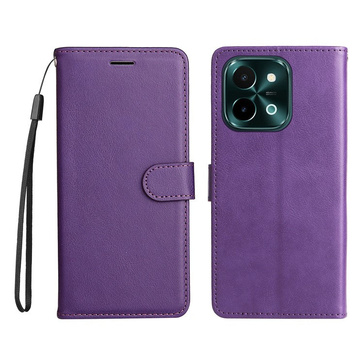 KT Leather Series-2 for vivo Y28 4G Case Leather Phone Cover Card Slots Magnetic Closure - Purple