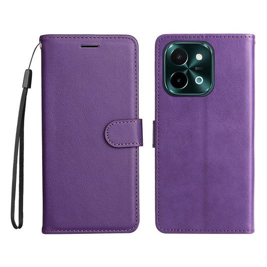 KT Leather Series-2 for vivo Y28 4G Case Leather Phone Cover Card Slots Magnetic Closure - Purple