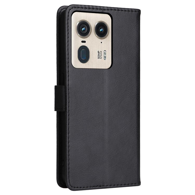 KT Leather Series-2 for Motorola Moto X50 Ultra 5G / Edge 50 Ultra 5G Case Wallet Solid Color Leather Phone Cover - Black