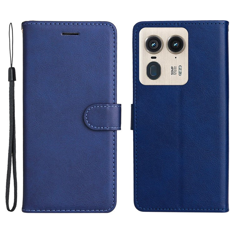 KT Leather Series-2 for Motorola Moto X50 Ultra 5G / Edge 50 Ultra 5G Case Wallet Solid Color Leather Phone Cover - Blue