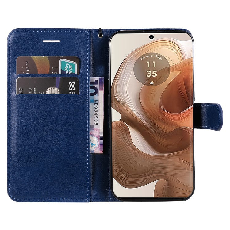 KT Leather Series-2 for Motorola Moto X50 Ultra 5G / Edge 50 Ultra 5G Case Wallet Solid Color Leather Phone Cover - Blue