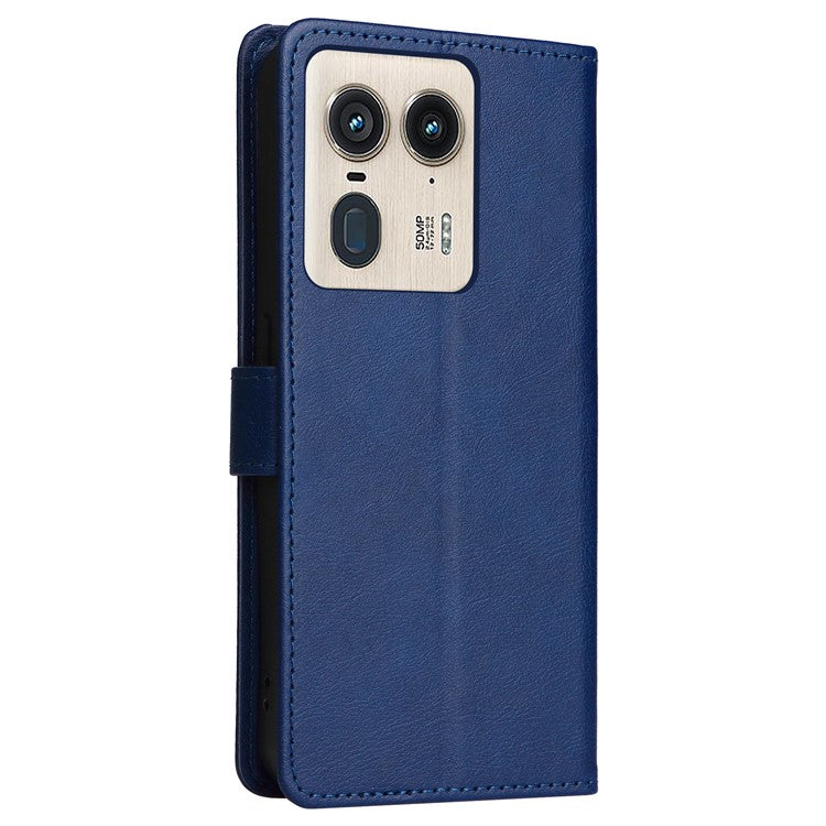 KT Leather Series-2 for Motorola Moto X50 Ultra 5G / Edge 50 Ultra 5G Case Wallet Solid Color Leather Phone Cover - Blue