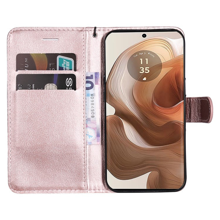 KT Leather Series-2 for Motorola Moto X50 Ultra 5G / Edge 50 Ultra 5G Case Wallet Solid Color Leather Phone Cover - Rose Gold