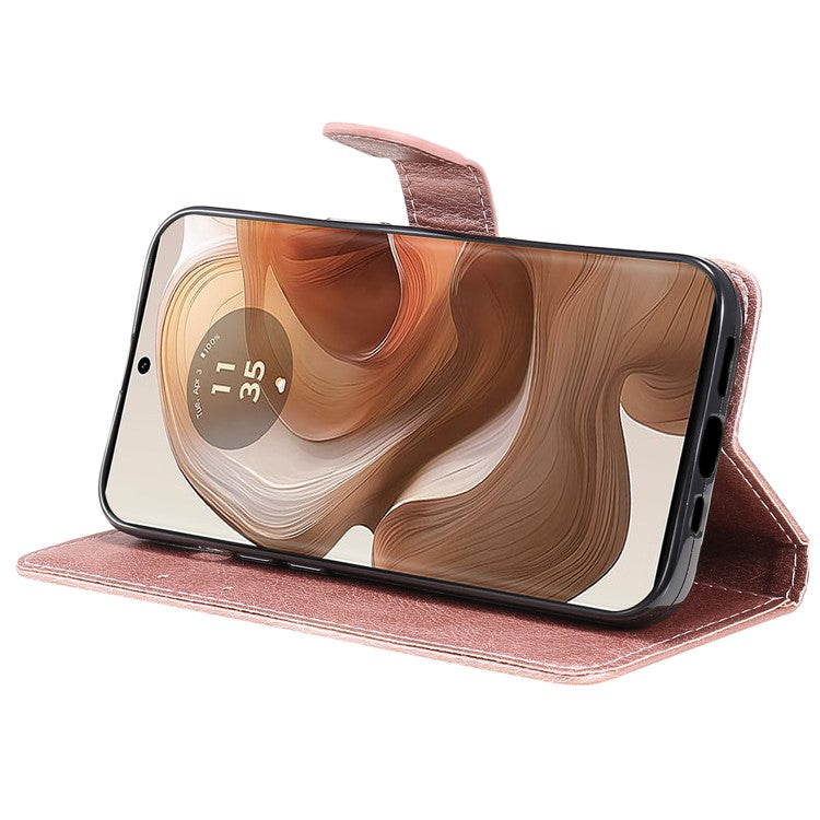 KT Leather Series-2 for Motorola Moto X50 Ultra 5G / Edge 50 Ultra 5G Case Wallet Solid Color Leather Phone Cover - Rose Gold