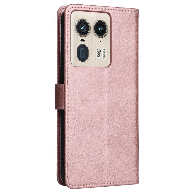 KT Leather Series-2 for Motorola Moto X50 Ultra 5G / Edge 50 Ultra 5G Case Wallet Solid Color Leather Phone Cover - Rose Gold