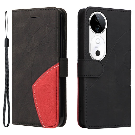 KT Leather Series-1 For vivo S19 5G / V40 5G Case PU Leather Dual Color Phone Cover - Black