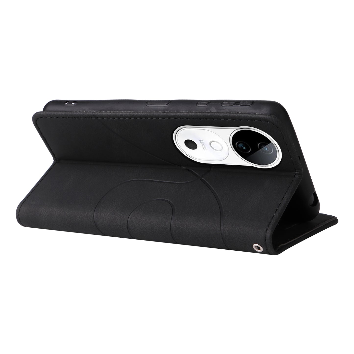 KT Leather Series-1 For vivo S19 5G / V40 5G Case PU Leather Dual Color Phone Cover - Black