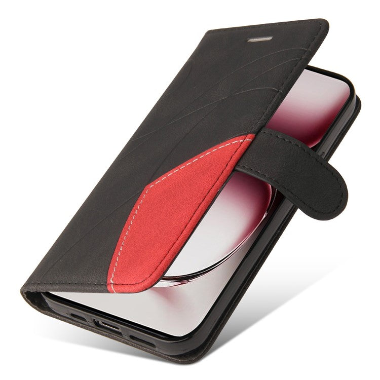 KT Leather Series-1 For Oppo Reno12 Pro 5G (Global) / Reno12 Pro 5G (China) Color Splicing Leather Phone Cover - Black