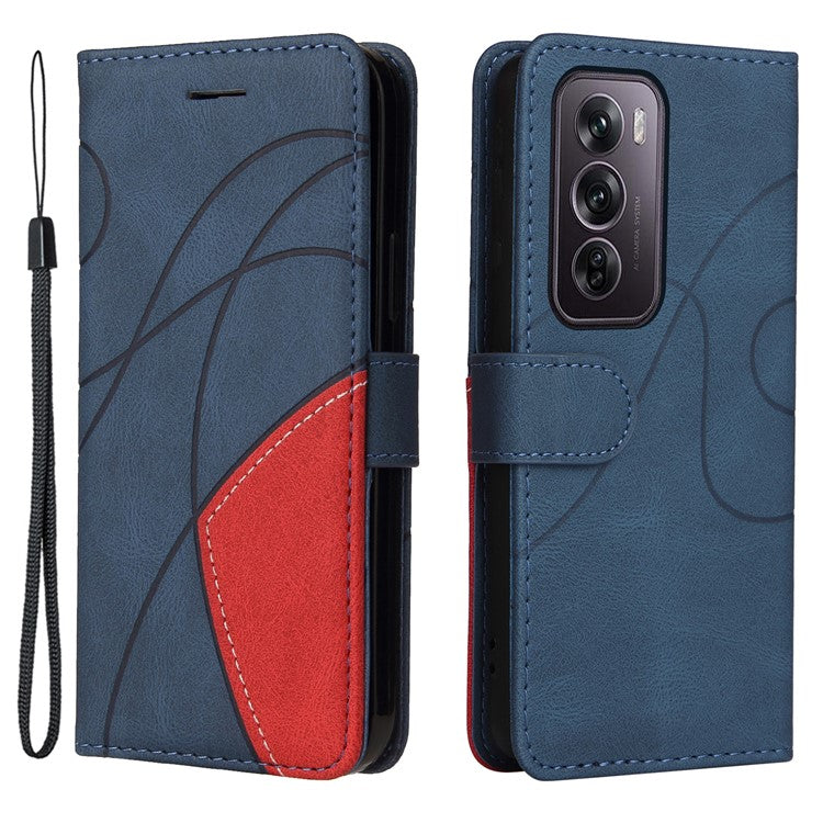 KT Leather Series-1 For Oppo Reno12 Pro 5G (Global) / Reno12 Pro 5G (China) Color Splicing Leather Phone Cover - Blue