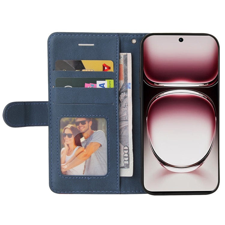 KT Leather Series-1 For Oppo Reno12 Pro 5G (Global) / Reno12 Pro 5G (China) Color Splicing Leather Phone Cover - Blue