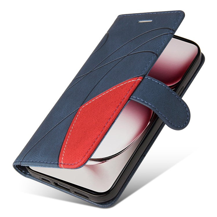 KT Leather Series-1 For Oppo Reno12 Pro 5G (Global) / Reno12 Pro 5G (China) Color Splicing Leather Phone Cover - Blue