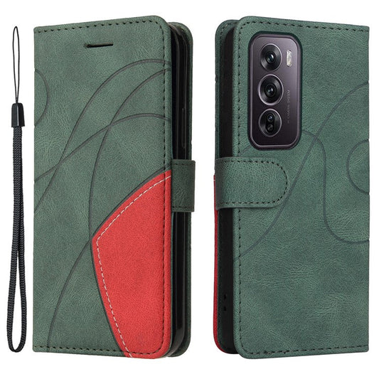 KT Leather Series-1 For Oppo Reno12 Pro 5G (Global) / Reno12 Pro 5G (China) Color Splicing Leather Phone Cover - Green