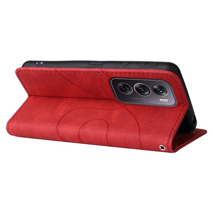 KT Leather Series-1 For Oppo Reno12 Pro 5G (Global) / Reno12 Pro 5G (China) Color Splicing Leather Phone Cover - Red
