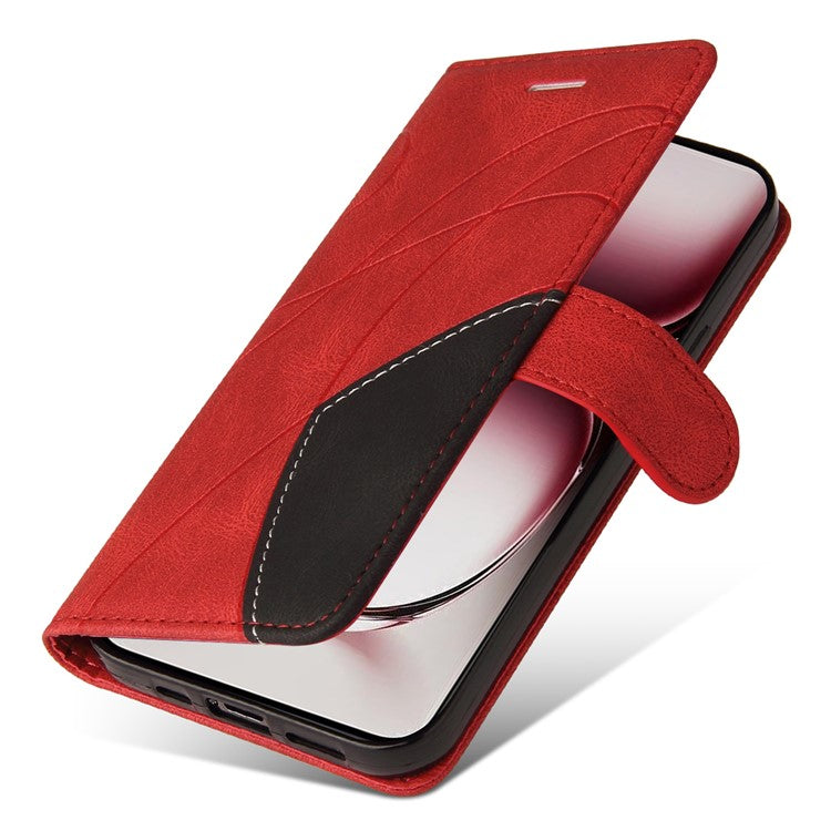 KT Leather Series-1 For Oppo Reno12 Pro 5G (Global) / Reno12 Pro 5G (China) Color Splicing Leather Phone Cover - Red