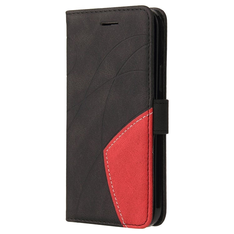 KT Leather Series-1 For Oppo Reno12 5G (Global) Color Splicing Wallet Case Leather Phone Cover - Black