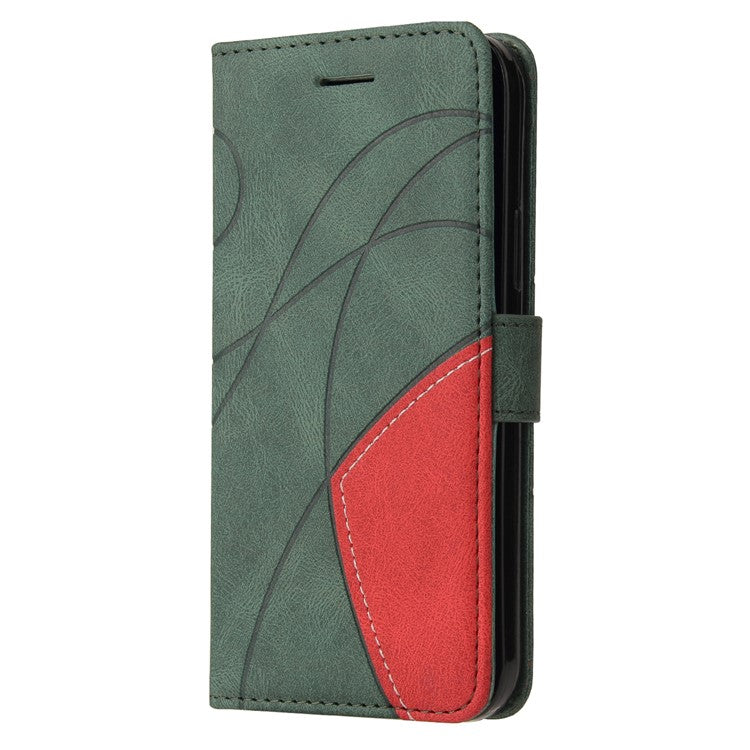 KT Leather Series-1 For Oppo Reno12 5G (Global) Color Splicing Wallet Case Leather Phone Cover - Green
