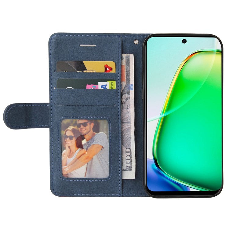 KT Leather Series-1 For vivo Y28 4G Color Splicing Wallet Case Leather Phone Cover - Blue