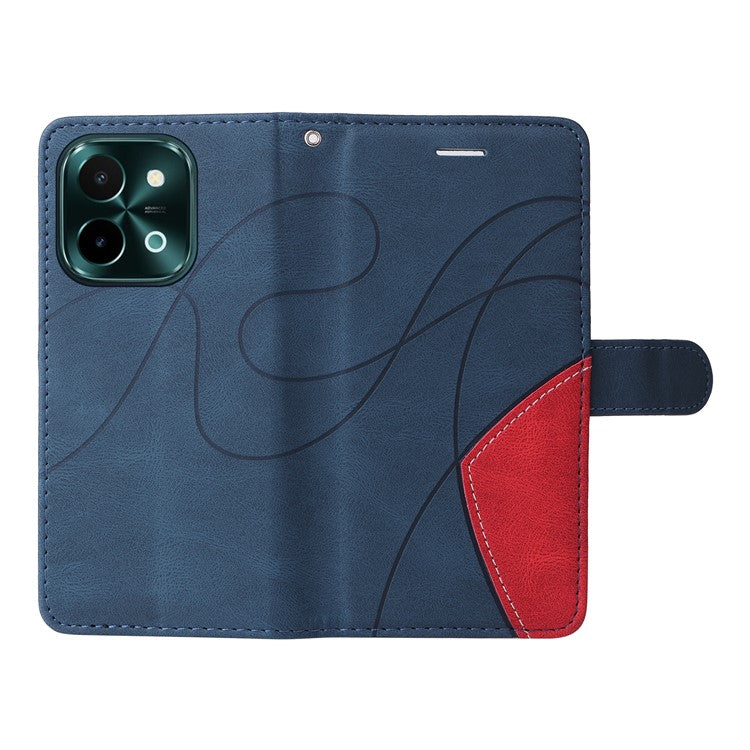 KT Leather Series-1 For vivo Y28 4G Color Splicing Wallet Case Leather Phone Cover - Blue