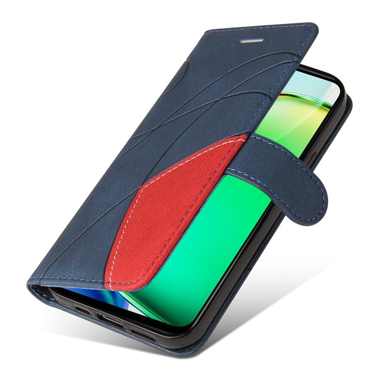 KT Leather Series-1 For vivo Y28 4G Color Splicing Wallet Case Leather Phone Cover - Blue