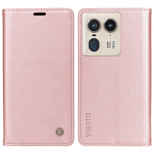 YIKATU YK-001 For Motorola Moto X50 Ultra 5G / Edge 50 Ultra 5G Case Wallet Leather + Matte TPU Phone Cover - Rose Gold