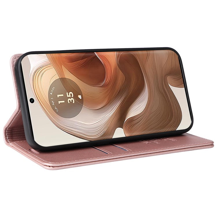 YIKATU YK-001 For Motorola Moto X50 Ultra 5G / Edge 50 Ultra 5G Case Wallet Leather + Matte TPU Phone Cover - Rose Gold