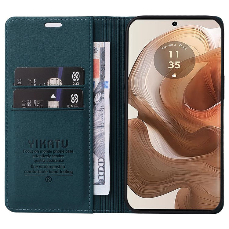 YIKATU YK-001 For Motorola Moto X50 Ultra 5G / Edge 50 Ultra 5G Case Wallet Leather + Matte TPU Phone Cover - Green