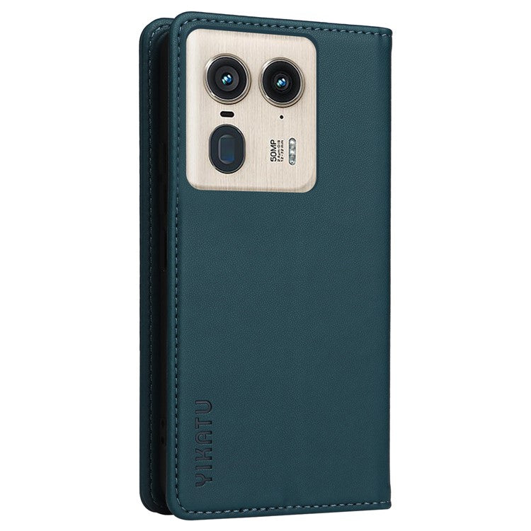 YIKATU YK-001 For Motorola Moto X50 Ultra 5G / Edge 50 Ultra 5G Case Wallet Leather + Matte TPU Phone Cover - Green