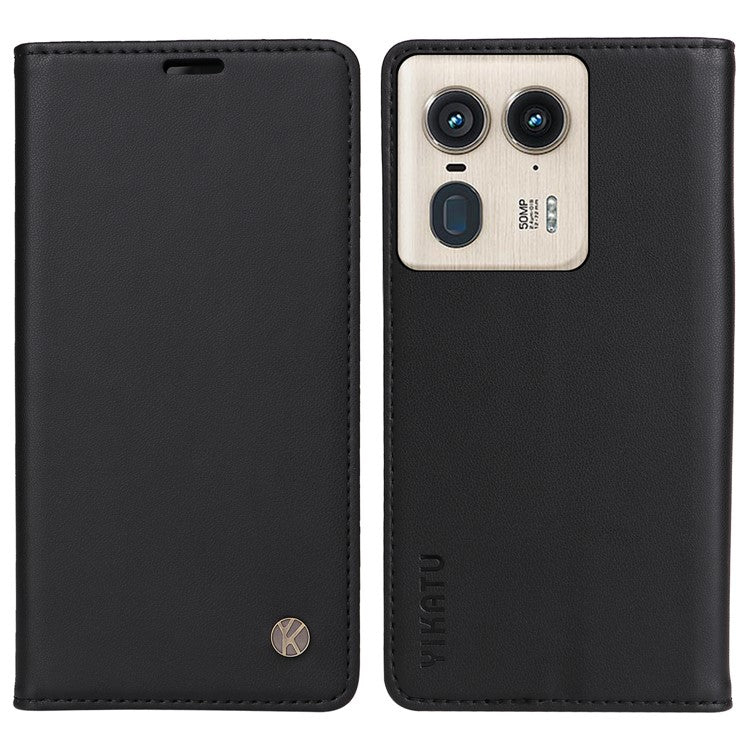 YIKATU YK-001 For Motorola Moto X50 Ultra 5G / Edge 50 Ultra 5G Case Wallet Leather + Matte TPU Phone Cover - Black