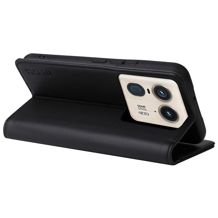 YIKATU YK-001 For Motorola Moto X50 Ultra 5G / Edge 50 Ultra 5G Case Wallet Leather + Matte TPU Phone Cover - Black