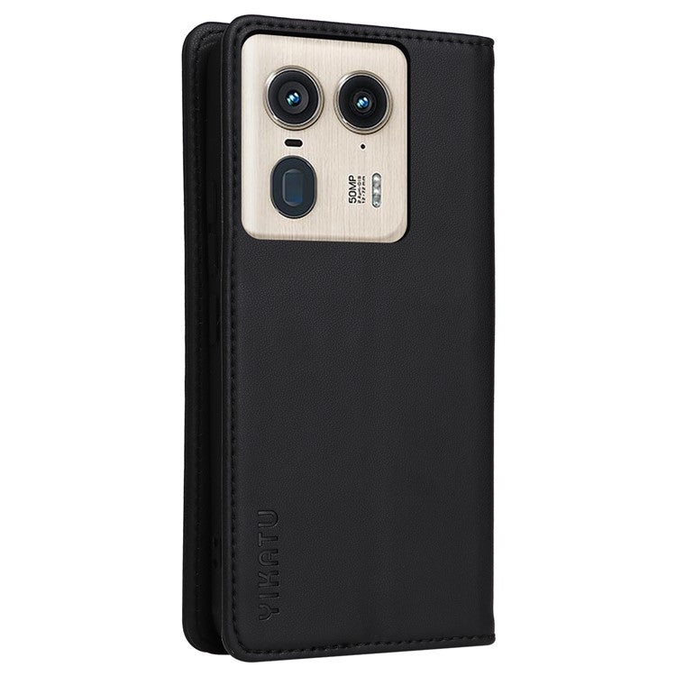 YIKATU YK-001 For Motorola Moto X50 Ultra 5G / Edge 50 Ultra 5G Case Wallet Leather + Matte TPU Phone Cover - Black