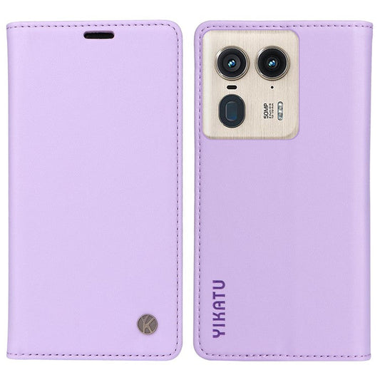 YIKATU YK-001 For Motorola Moto X50 Ultra 5G / Edge 50 Ultra 5G Case Wallet Leather + Matte TPU Phone Cover - Light Purple